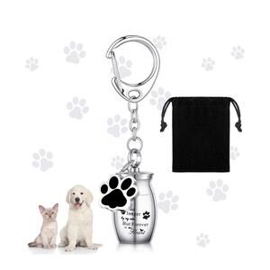 New Cremation Pet Stainless Steel Keychain for Ashes with Storage Bag
